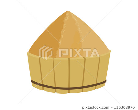 Illustration material of miso paste in a wooden barrel 136308970
