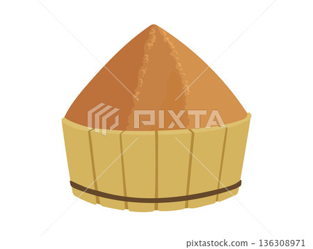 Illustration material of red miso in a wooden barrel 136308971