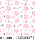 Seamless pastel pink flower pattern for wallpapers, textiles 136309274