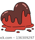The red heart with chocolate topping melting - Line Color 136309297