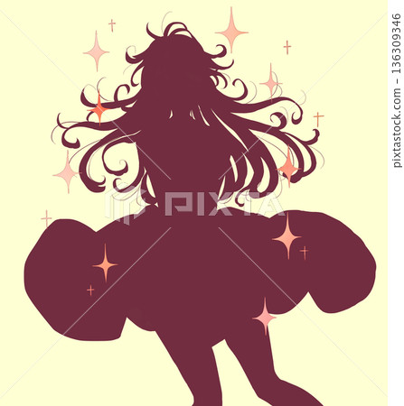 神秘女子身著連身裙，身影輪廓分明，閃閃發光 136309346