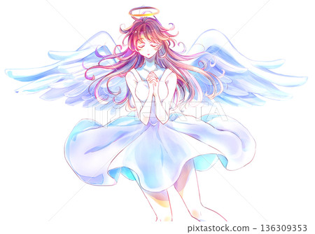 神秘的女天使，雙手交叉放在胸前。 136309353