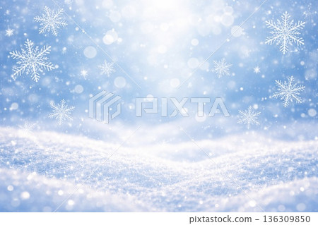 背景素材：雪景、雪晶、降雪、雪 136309850