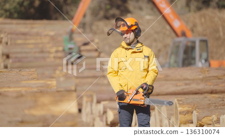 Forestry workers working at the lumberyard: Photo courtesy of Tama Wood Center Cooperative Forestry workers working at the lumberyard: Photo courtesy of Tama Wood Center Cooperative 136310074