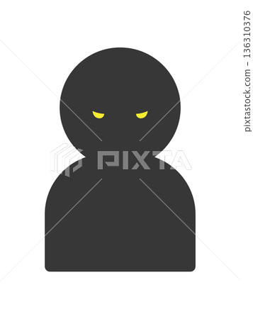 Black silhouette icon of a person glaring with a scary face - Illustration of a bad person, unidentified person, criminal or threat Black silhouette icon of a person glaring with a scary face - Illustration of a bad person, unidentified person, criminal or threat 136310376