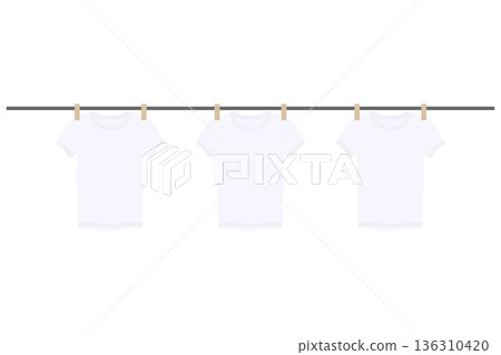 Illustration of a T-shirt drying under the blue sky | Cleanliness, housework, drying image Illustration of a T-shirt drying under the blue sky | Cleanliness, housework, drying image 136310420