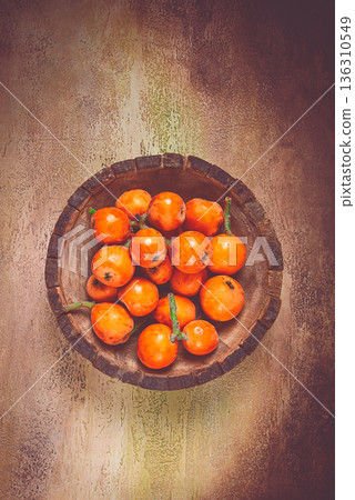 fresh fruit medlar,loquat,shesek, lokva, Georgia, 136310549