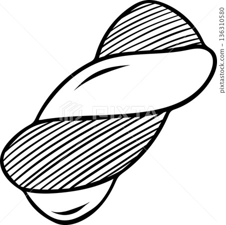 Spiral shortbread cookies with cocoa, simple black and white icon. Minimalist vector illustration for bakery packaging or dessert menu design 136310580