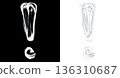 Stylized shiny hand drawn exclamation mark isolated on transparent background for attention alert and emphasis design 136310687