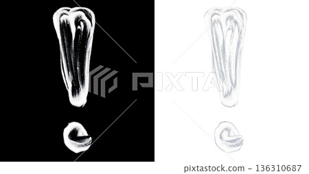 Stylized shiny hand drawn exclamation mark isolated on transparent background for attention alert and emphasis design Stylized shiny hand drawn exclamation mark isolated on transparent background for attention alert and emphasis design 136310687