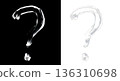 Stylized shiny question mark with hand drawn glass effect isolated on transparent background for FAQ help and creative design 136310698