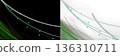 Elegant dark abstract green light curves creating smooth motion isolated on transparent background for modern tech and design use 136310711
