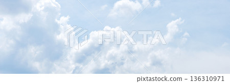 Extra wide panoramic blue sky background, white clouds Extra wide panoramic blue sky background, white clouds 136310971