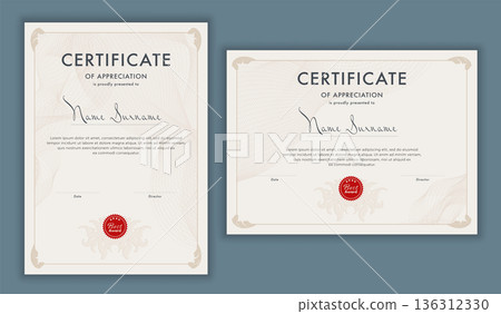 Elegant business certificate diploma template for finance achievement award Elegant business certificate diploma template for finance achievement award 136312330
