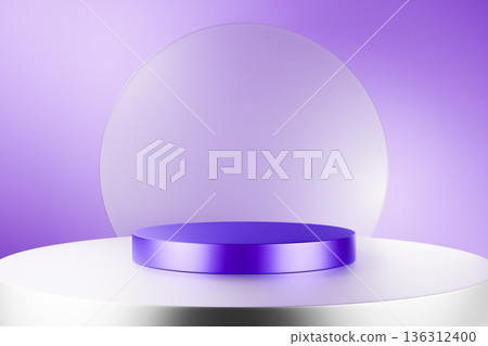 Purple ring podium on a violet 3D studio background Purple ring podium on a violet 3D studio background 136312400