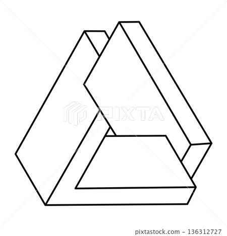Impossible shape. Web design element. Optical Illusion object. Line design. Unreal geometric figures. Op art shape.  136312727