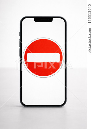 Digital ban symbol representing restricted virtual access Digital ban symbol representing restricted virtual access 136313940