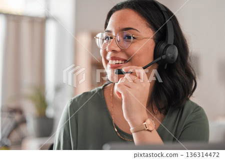 Call center, home and woman, consultant or agent for communication, online advice and web support. Virtual agency, thinking and young person with e learning FAQ, education contact or college advisory Call center, home and woman, consultant or agent for communication, online advice and web support. Virtual agency, thinking and young person with e learning FAQ, education contact or college advisory 136314472