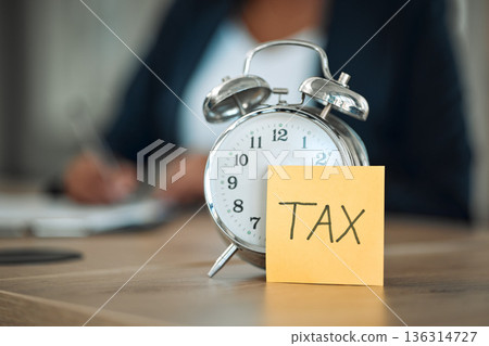 Taxes, clock and business person writing for financial report, accounting paperwork and documents or checklist. Clipboard, application reminder and professional people with clipboard, notes and time Taxes, clock and business person writing for financial report, accounting paperwork and documents or checklist. Clipboard, application reminder and professional people with clipboard, notes and time 136314727