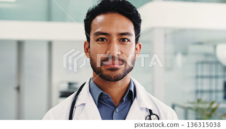 Man, doctor and portrait in hospital, lobby and confidence with pride, career and medical services. Person, healthcare professional and hallway for job, wellness and employee at clinic in Malaysia Man, doctor and portrait in hospital, lobby and confidence with pride, career and medical services. Person, healthcare professional and hallway for job, wellness and employee at clinic in Malaysia 136315038
