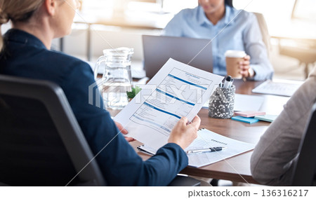 Business people, finance or hands on documents in meeting for tax auditor sales growth in office. Analytics, paperwork or accounting manager with accountant for financial research analysis together Business people, finance or hands on documents in meeting for tax auditor sales growth in office. Analytics, paperwork or accounting manager with accountant for financial research analysis together 136316217