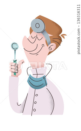 Positive smiling male dentist character Positive smiling male dentist character 136316311