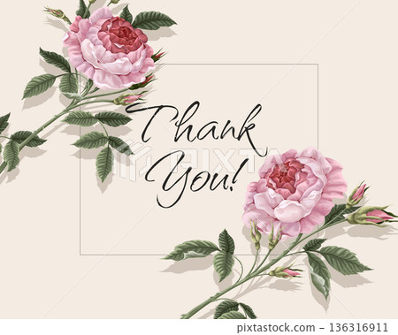 Invitation card with pink roses. Vector. Invitation card with pink roses. Vector. 136316911