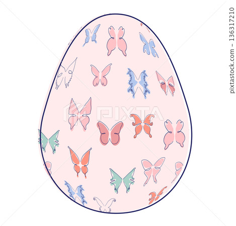 Happy Easter eggs, trendy design with hand-drawn spring flowers. Modern art minimalist style. Vector Happy Easter eggs, trendy design with hand-drawn spring flowers. Modern art minimalist style. Vector 136317210