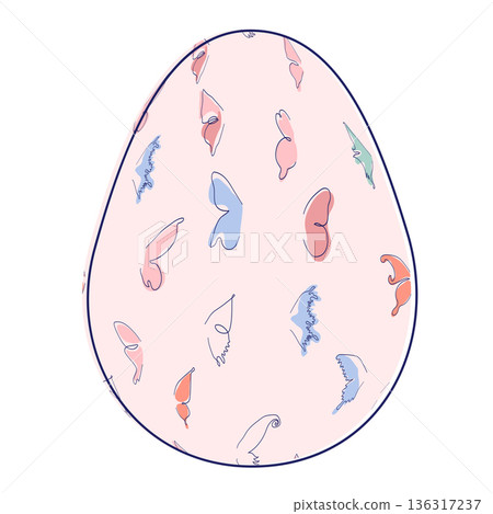 Happy Easter eggs, trendy design with hand-drawn spring flowers. Modern art minimalist style. Vector Happy Easter eggs, trendy design with hand-drawn spring flowers. Modern art minimalist style. Vector 136317237