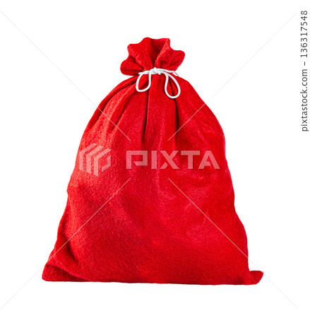 Red christmas present bag with gifts. New Year celebration. Isloated 136317548