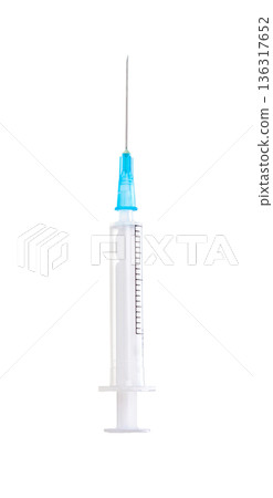 Syringe, closeup object. Isolated on white Syringe, closeup object. Isolated on white 136317652