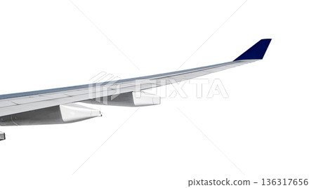 Wing of airplane. Isolated on white 136317656