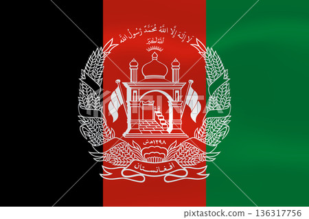 Afghanistan flag with wavy silk effect. Vector flag symbolizing national pride, identity, heritage, patriotism and authority Afghanistan flag with wavy silk effect. Vector flag symbolizing national pride, identity, heritage, patriotism and authority 136317756