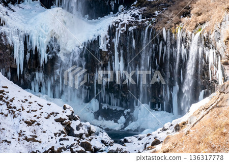 Icicles form at Kegon Falls in Nikko, Tochigi Prefecture Icicles form at Kegon Falls in Nikko, Tochigi Prefecture 136317778