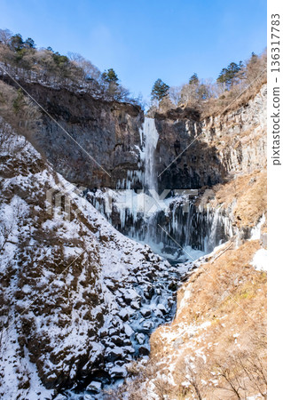 Icicles form at Kegon Falls in Nikko, Tochigi Prefecture Icicles form at Kegon Falls in Nikko, Tochigi Prefecture 136317783