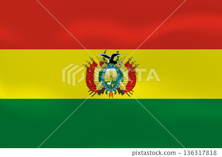 Bolivia flag with wavy silk effect. Vector flag symbolizing national pride, identity, heritage, patriotism and authority 136317818