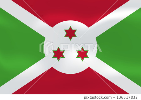 Burundi flag with wavy silk effect. Vector flag symbolizing national pride, identity, heritage, patriotism and authority Burundi flag with wavy silk effect. Vector flag symbolizing national pride, identity, heritage, patriotism and authority 136317832