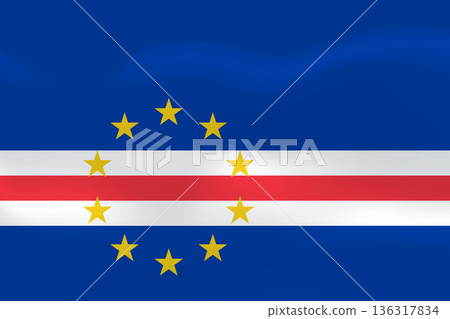Cape Verde flag with wavy silk effect. Vector flag symbolizing national pride, identity, heritage, patriotism and authority Cape Verde flag with wavy silk effect. Vector flag symbolizing national pride, identity, heritage, patriotism and authority 136317834