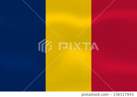 Chad flag with wavy silk effect. Vector flag symbolizing national pride, identity, heritage, patriotism and authority Chad flag with wavy silk effect. Vector flag symbolizing national pride, identity, heritage, patriotism and authority 136317843