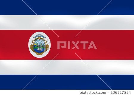 Costa Rica flag with wavy silk effect. Vector flag symbolizing national pride, identity, heritage, patriotism and authority 136317854