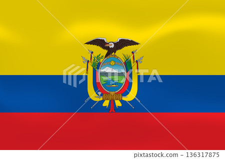 Ecuador flag with wavy silk effect. Vector flag symbolizing national pride, identity, heritage, patriotism and authority Ecuador flag with wavy silk effect. Vector flag symbolizing national pride, identity, heritage, patriotism and authority 136317875