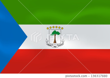 Equatorial Guinea flag with wavy silk effect. Vector flag symbolizing national pride, identity, heritage, patriotism and authority 136317880