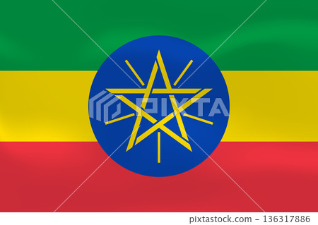 Ethiopia flag with wavy silk effect. Vector flag symbolizing national pride, identity, heritage, patriotism and authority 136317886