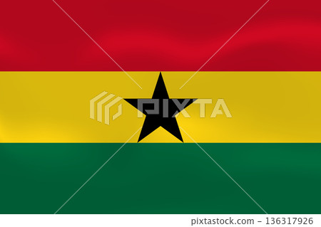 Ghana flag with wavy silk effect. Vector flag symbolizing national pride, identity, heritage, patriotism and authority 136317926