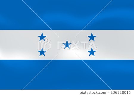 Honduras flag with wavy silk effect. Vector flag symbolizing national pride, identity, heritage, patriotism and authority Honduras flag with wavy silk effect. Vector flag symbolizing national pride, identity, heritage, patriotism and authority 136318015