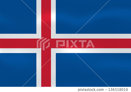 Iceland flag with wavy silk effect. Vector flag symbolizing national pride, identity, heritage, patriotism and authority Iceland flag with wavy silk effect. Vector flag symbolizing national pride, identity, heritage, patriotism and authority 136318018