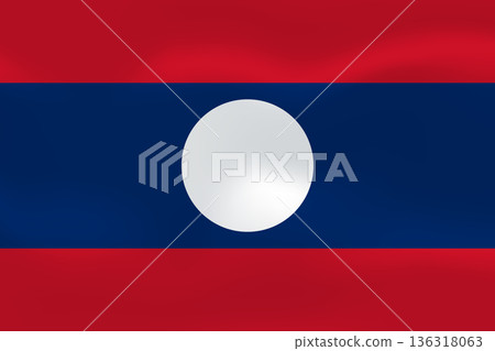 Laos flag with wavy silk effect. Vector flag symbolizing national pride, identity, heritage, patriotism and authority 136318063