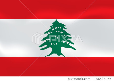 Lebanon flag with wavy silk effect. Vector flag symbolizing national pride, identity, heritage, patriotism and authority 136318066
