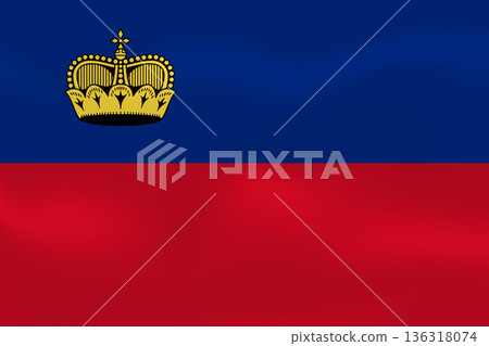 Liechtenstein flag with wavy silk effect. Vector flag symbolizing national pride, identity, heritage, patriotism and authority 136318074