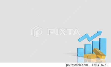 Gold Price Growth Concept With Rising Bar Chart And Arrow 3d render. 136318240